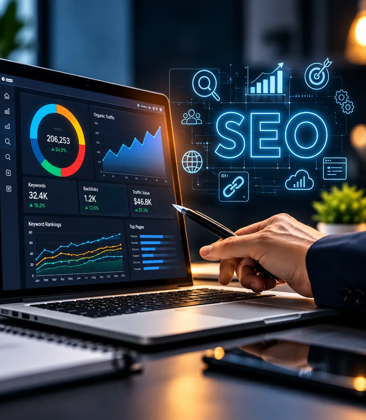 Enterprise SEO performance tracking and organic traffic analytics